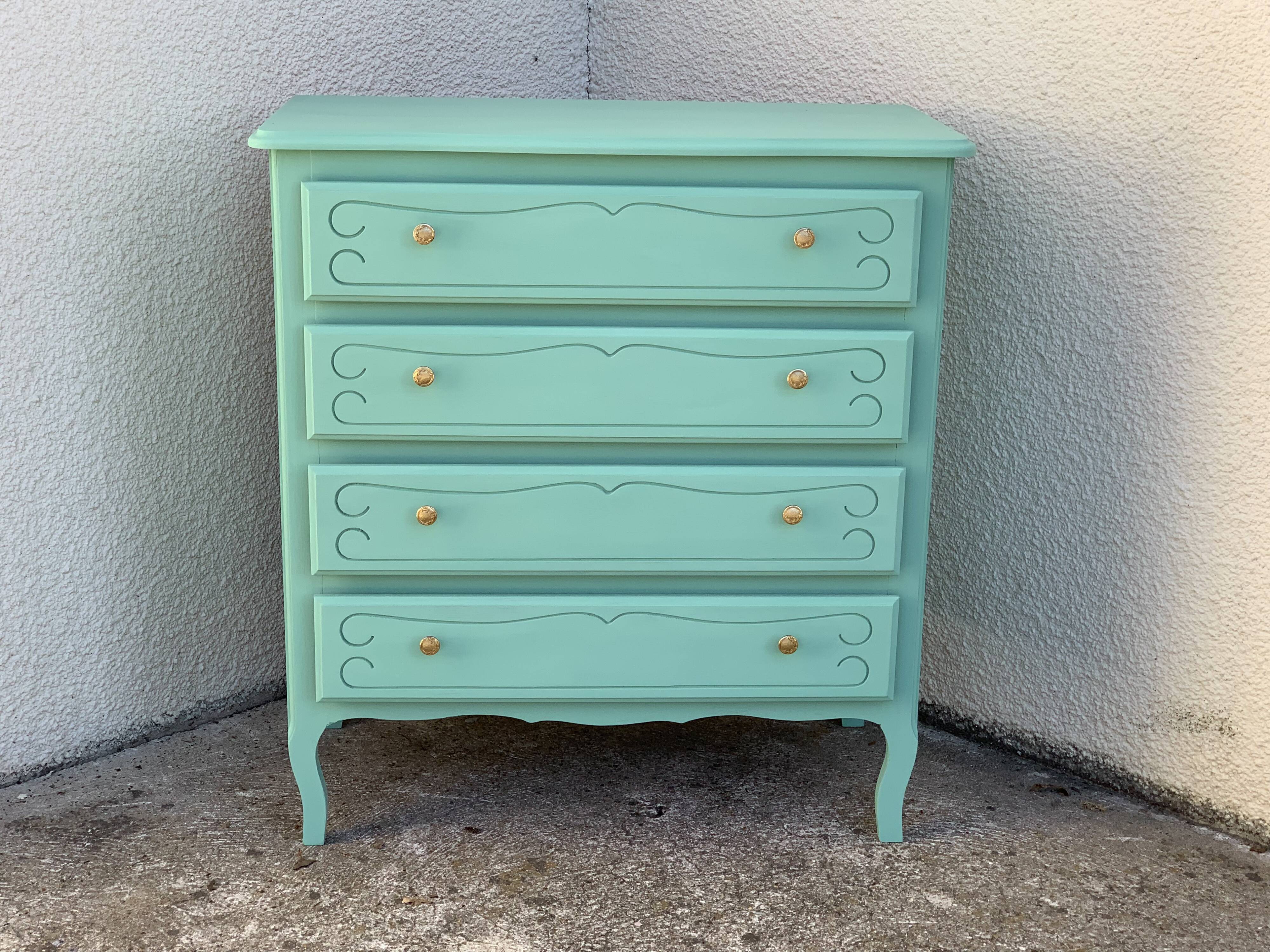 Vintage mint green chest of drawers 1950