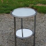 Art Deco side table, end table in chromed metal and mirror, 1930