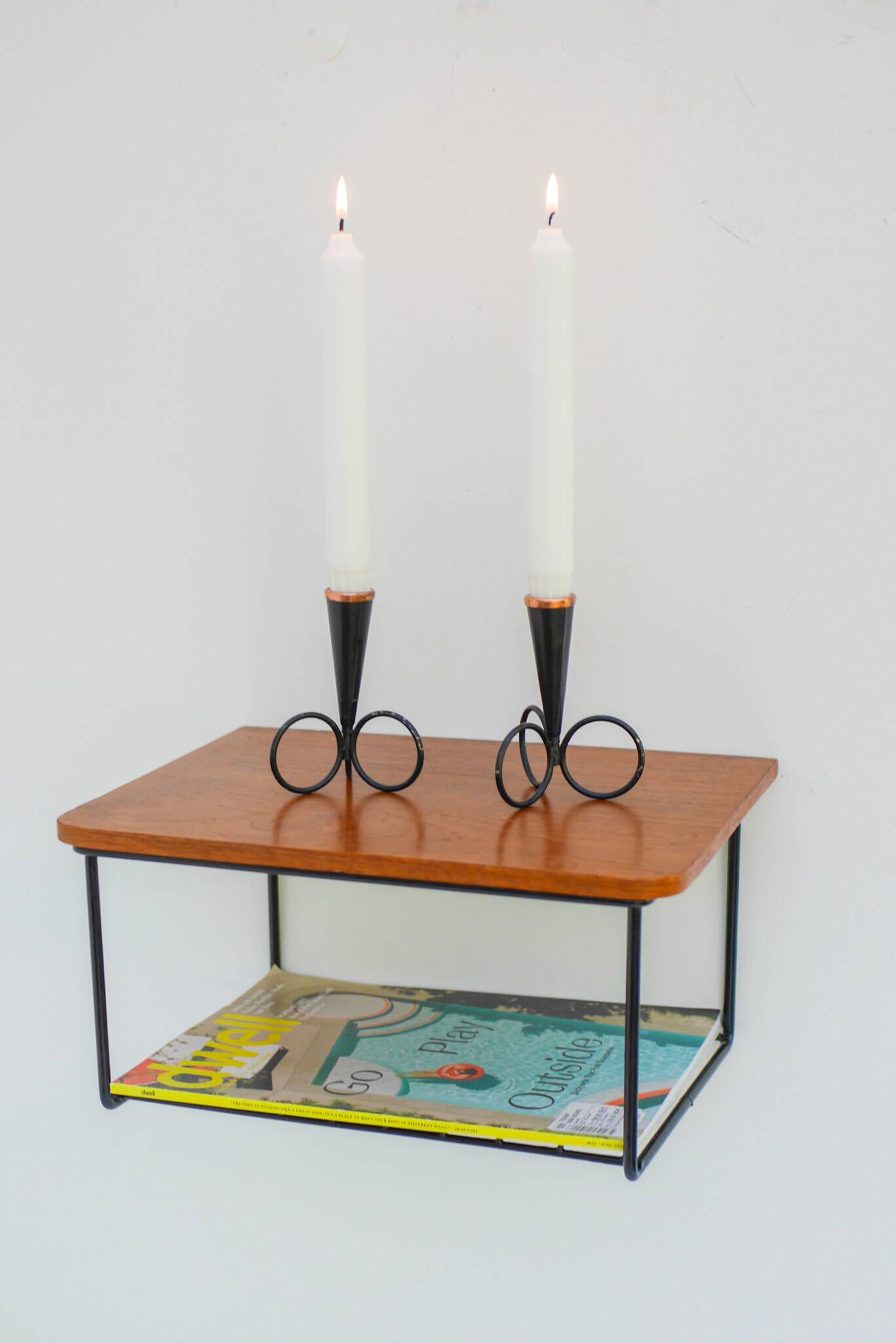 Vintage Floating Wall Shelf, Teak String Rack 60's Design