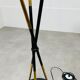 Floor lamp 3 arms 50 years brass and black lacquer for house Arlus