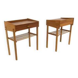Set of 2 Scandinavian teak bedside tables, Sweden, 1960.