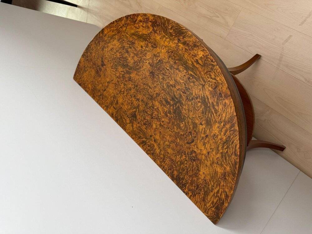 Biedermeier demi-lune console in cherry wood & birch wood, Franconia, 1830