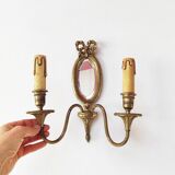 Ancienne applique en bronze avec miroir biseauté