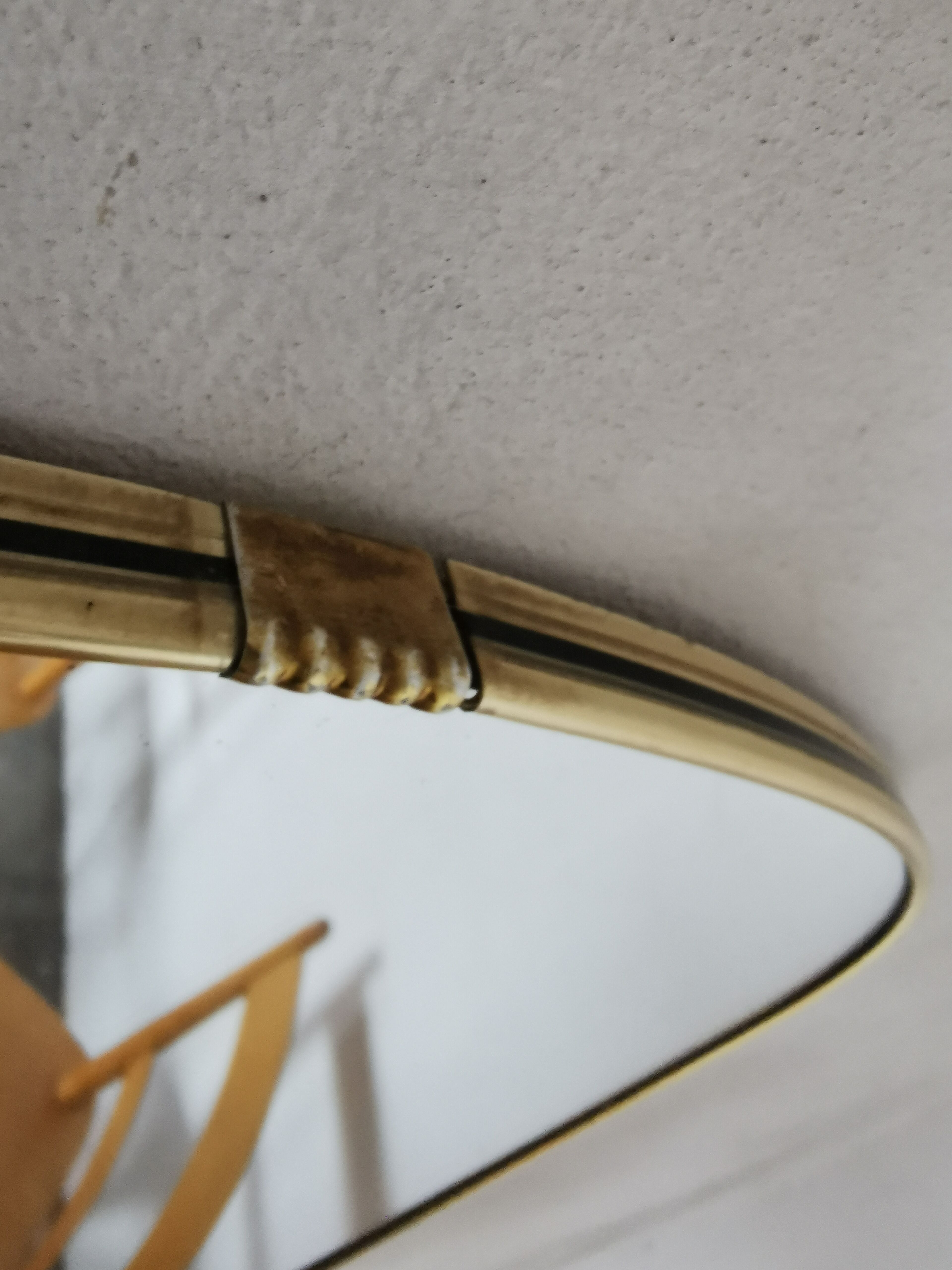 Miroir bord doré, forme libre vintage 1970
