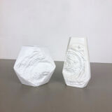 Set of 2 Original OP Art Biscuit Porcelain Vases by AK Kaiser, Germany, 1970s