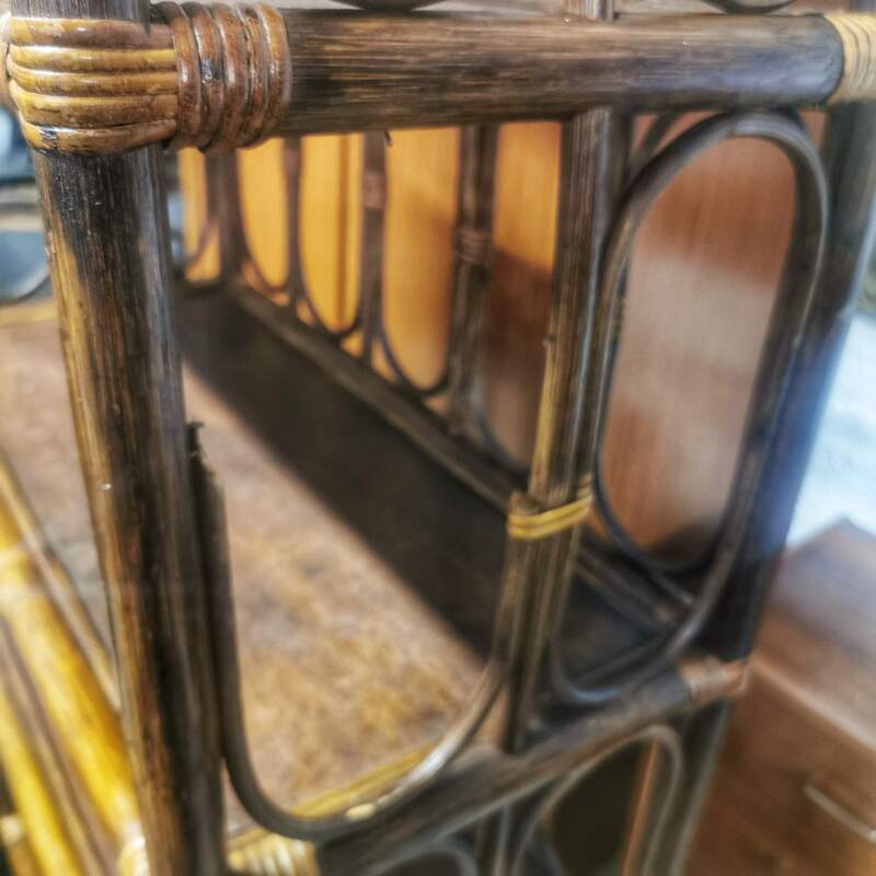 Brown rattan shelf