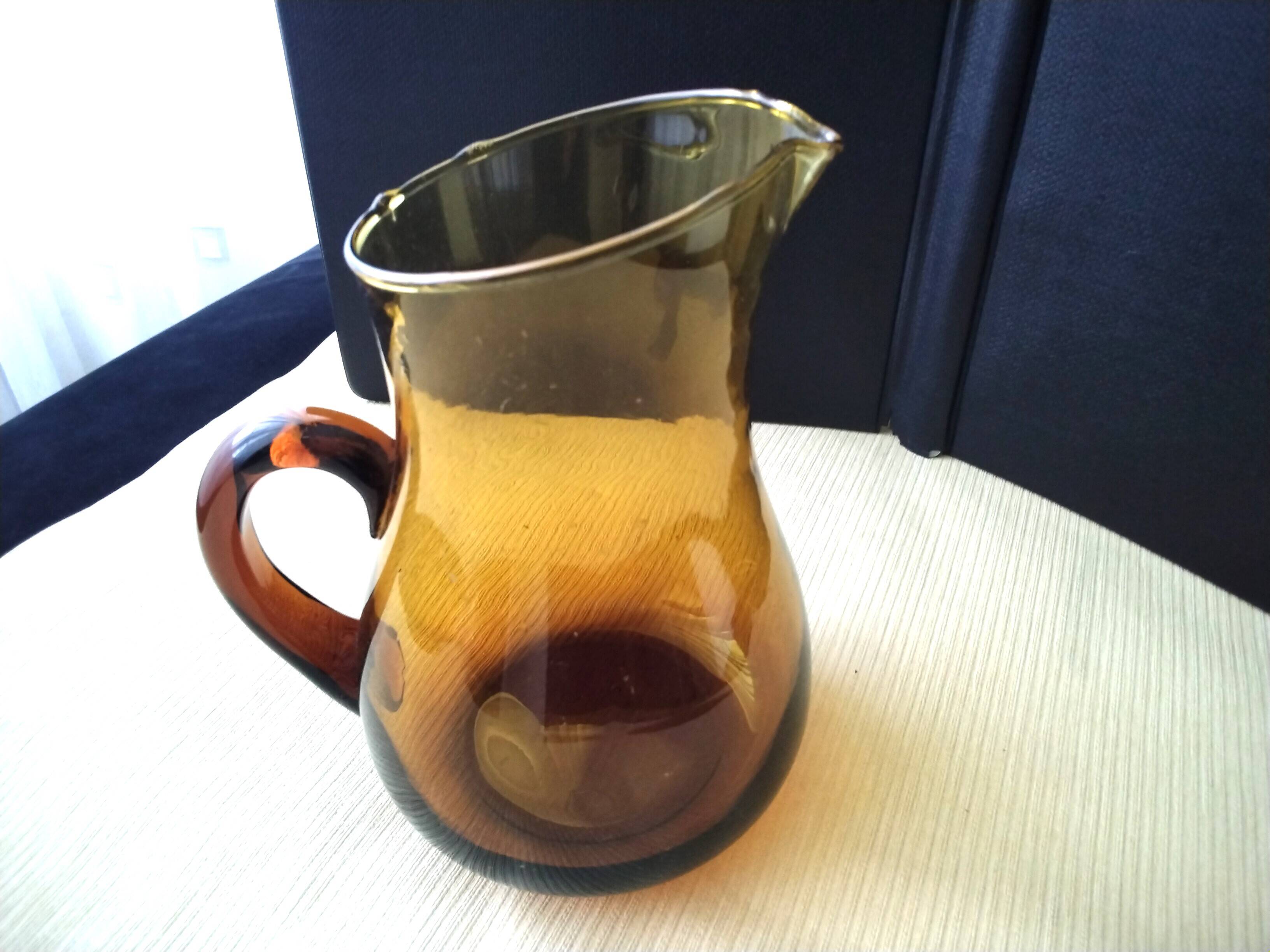 Jug, amber blown glass water carafe 1.5 l