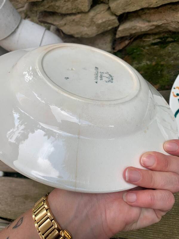 6 vintage Badonviller soup plates