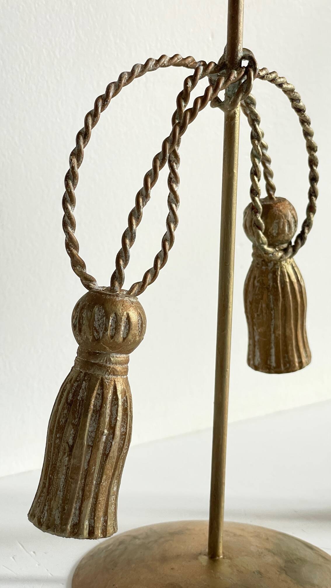 Trio of vintage knotted candlesticks brass