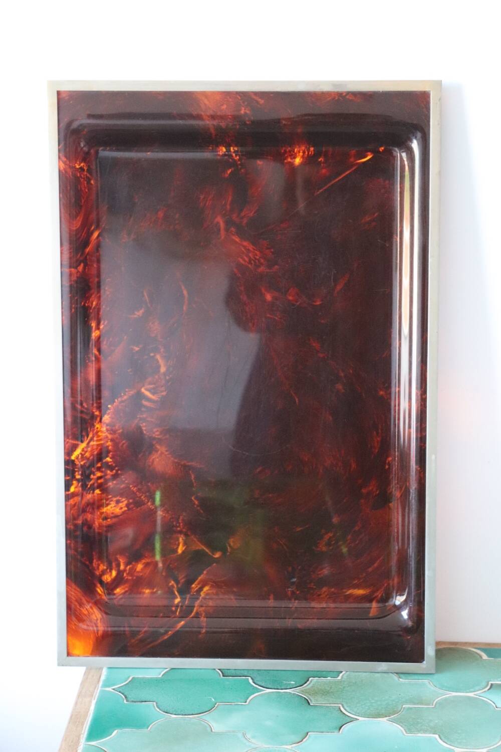 Vintage 70s tortoiseshell style lucite tray