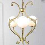 Antique Italian Brass and Opaline Chandelier