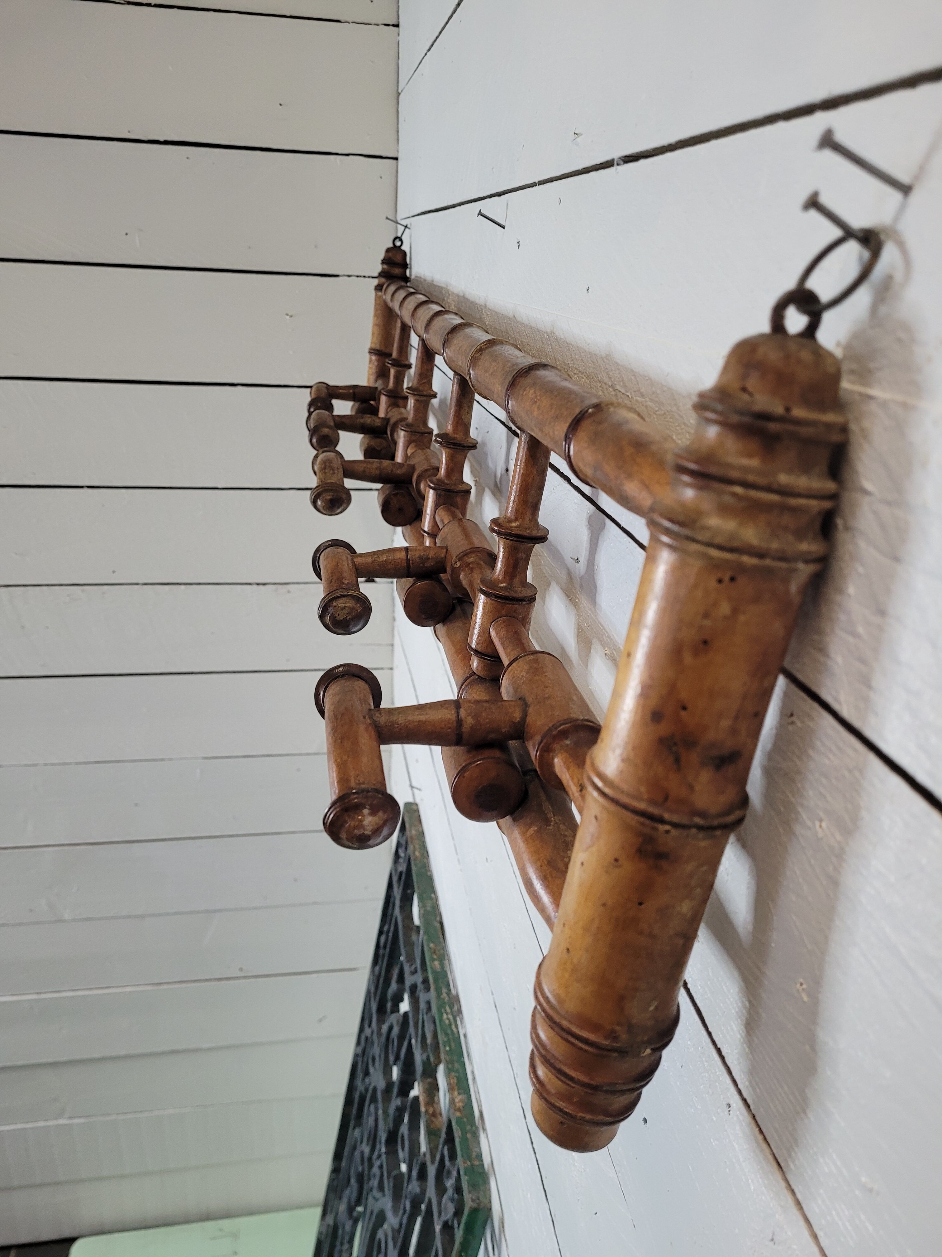 Coat rack wood bamboo 5 hooks, 106cms of L