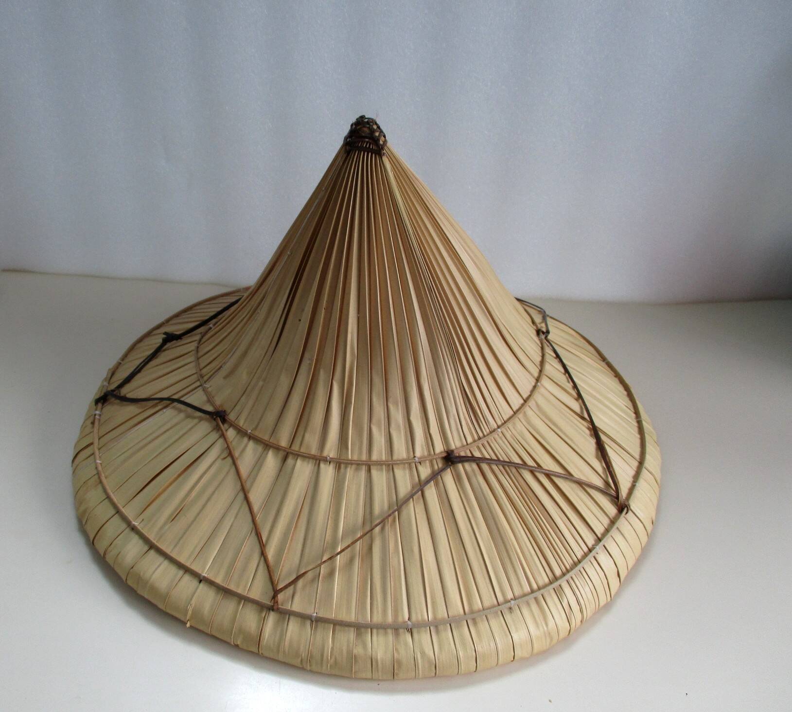 Asian rattan and plant fiber hat - vintage