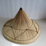Asian rattan and plant fiber hat - vintage