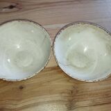 Bowls Faïencerie de Sarreguemines with rose decoration (the two red ones)