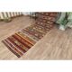 Tapis Kilim coloré en laine et coton fait main turc vintage des années 1970 98x405