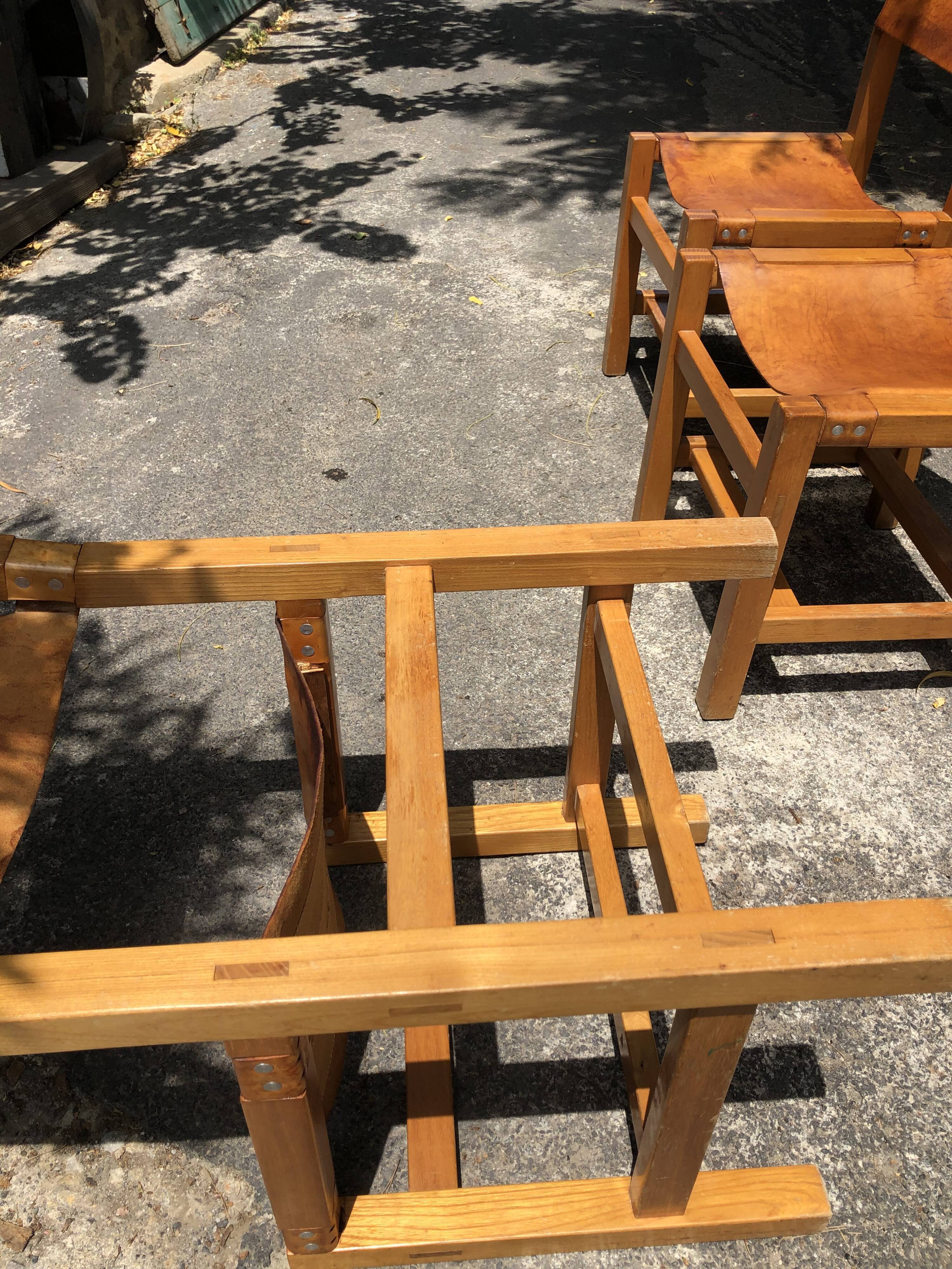 Leather and wood chairs