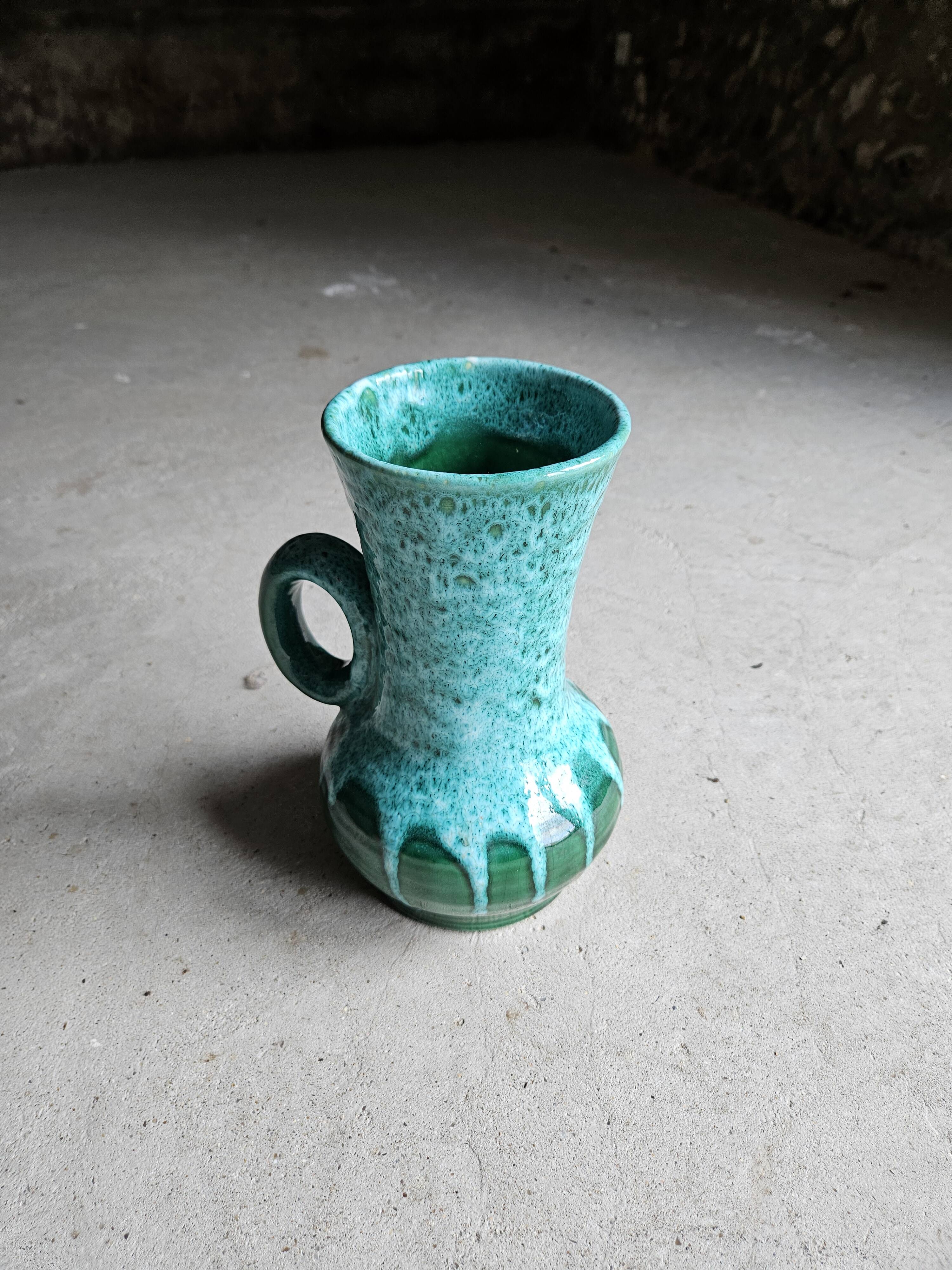 Green and blue lava ceramic pot pitcher