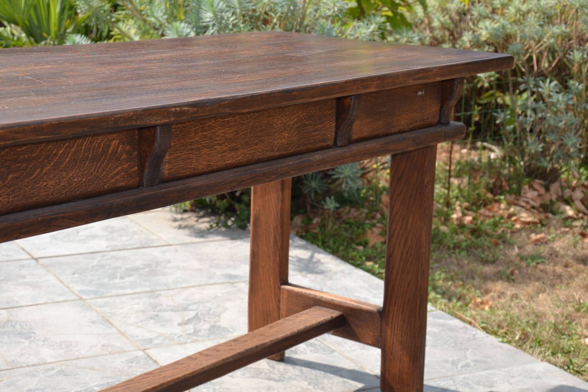 Bureau/table de ferme "brutaliste" chêne massif