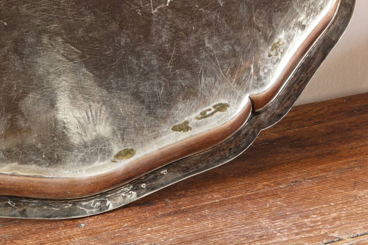 Large silver-plated serving tray, late 19th century.
