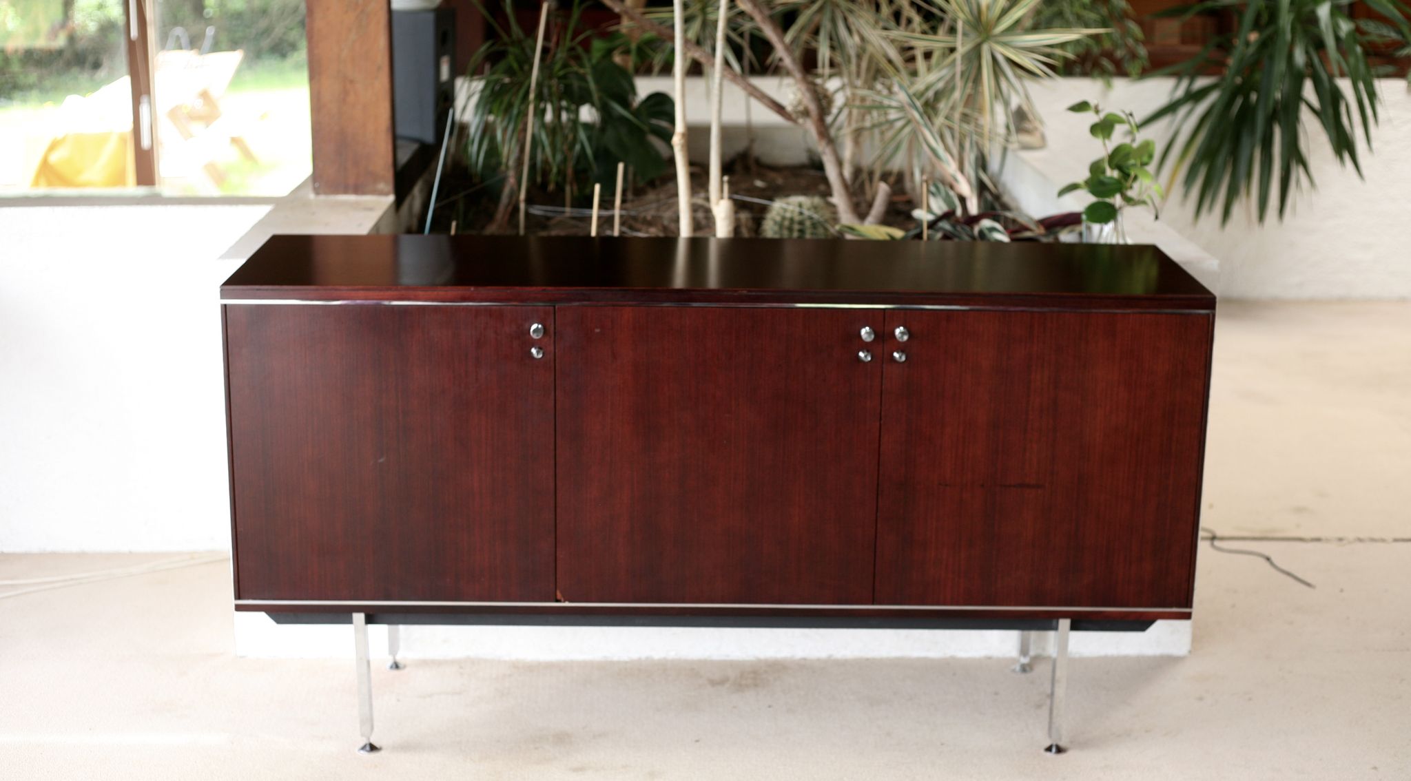 Sideboard solid wood and steel, France, cira 1970, Negroni edition