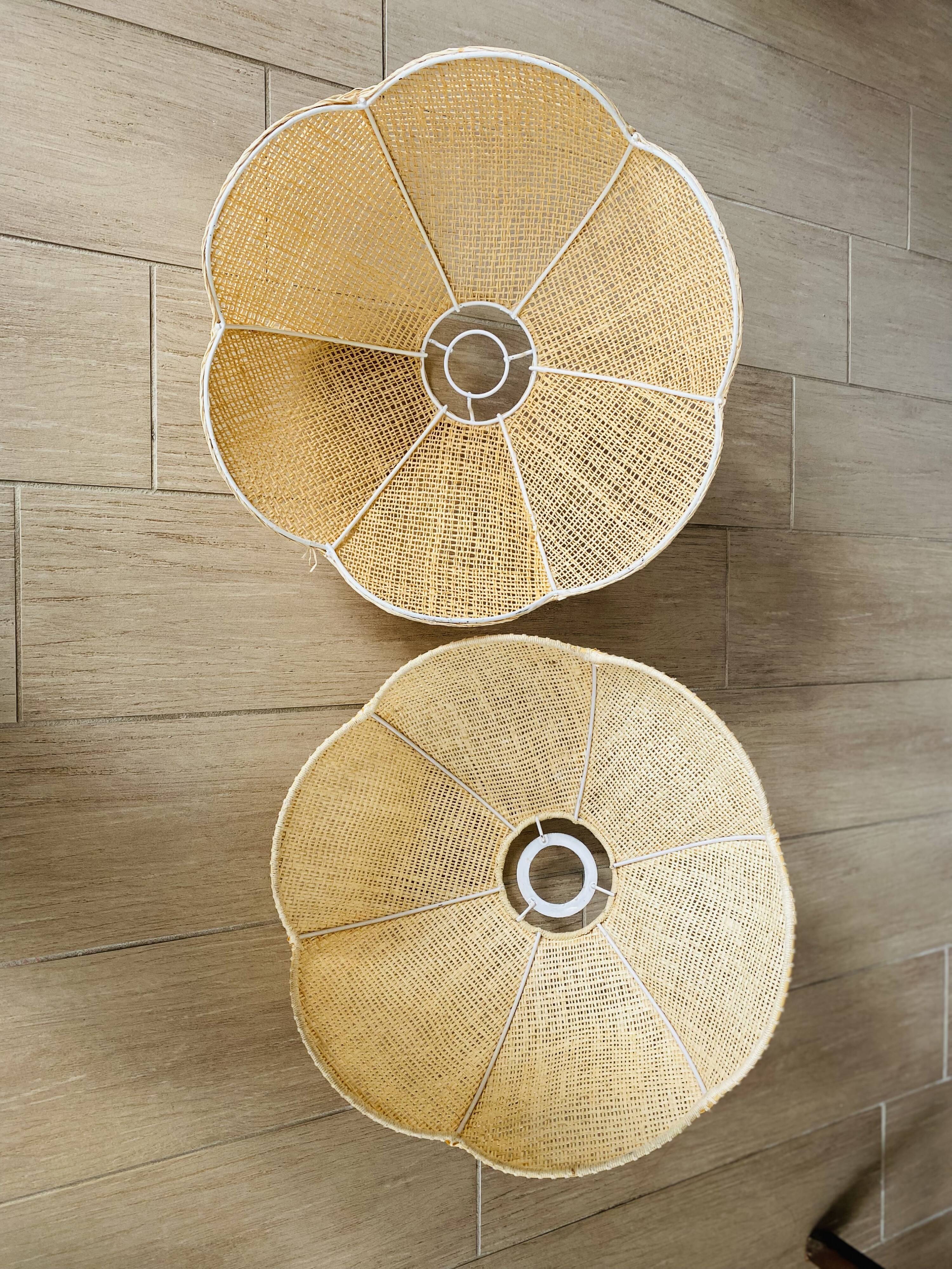 Duo d’abats jours vintage en osier