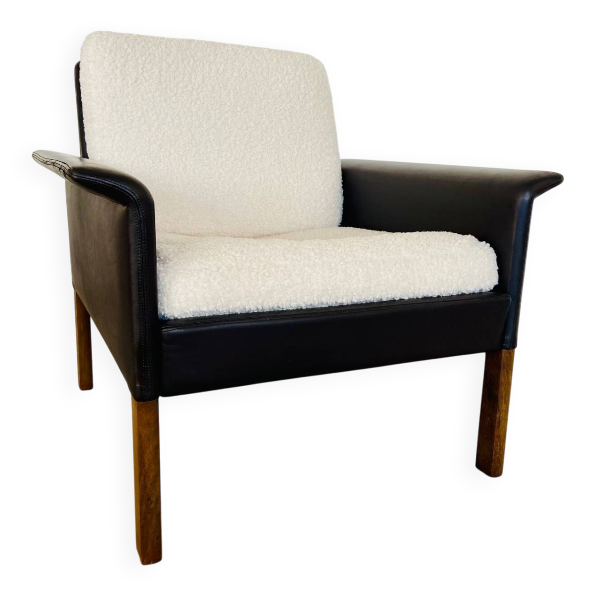 1960s retro Hans Olsen rosewood and leather lounge chair