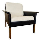 Fauteuil rétro Hans Olsen en palissandre et cuir des années 1960