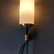 1960 torch wall light in gilded brass, metal and white opaline.