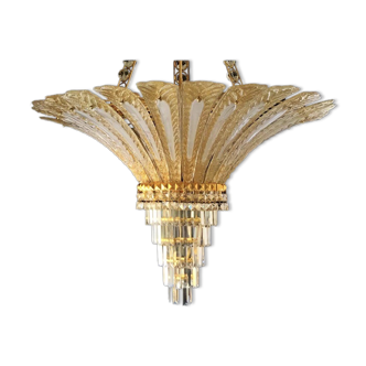 Murano glass chandelier 24ct gold Mazzega