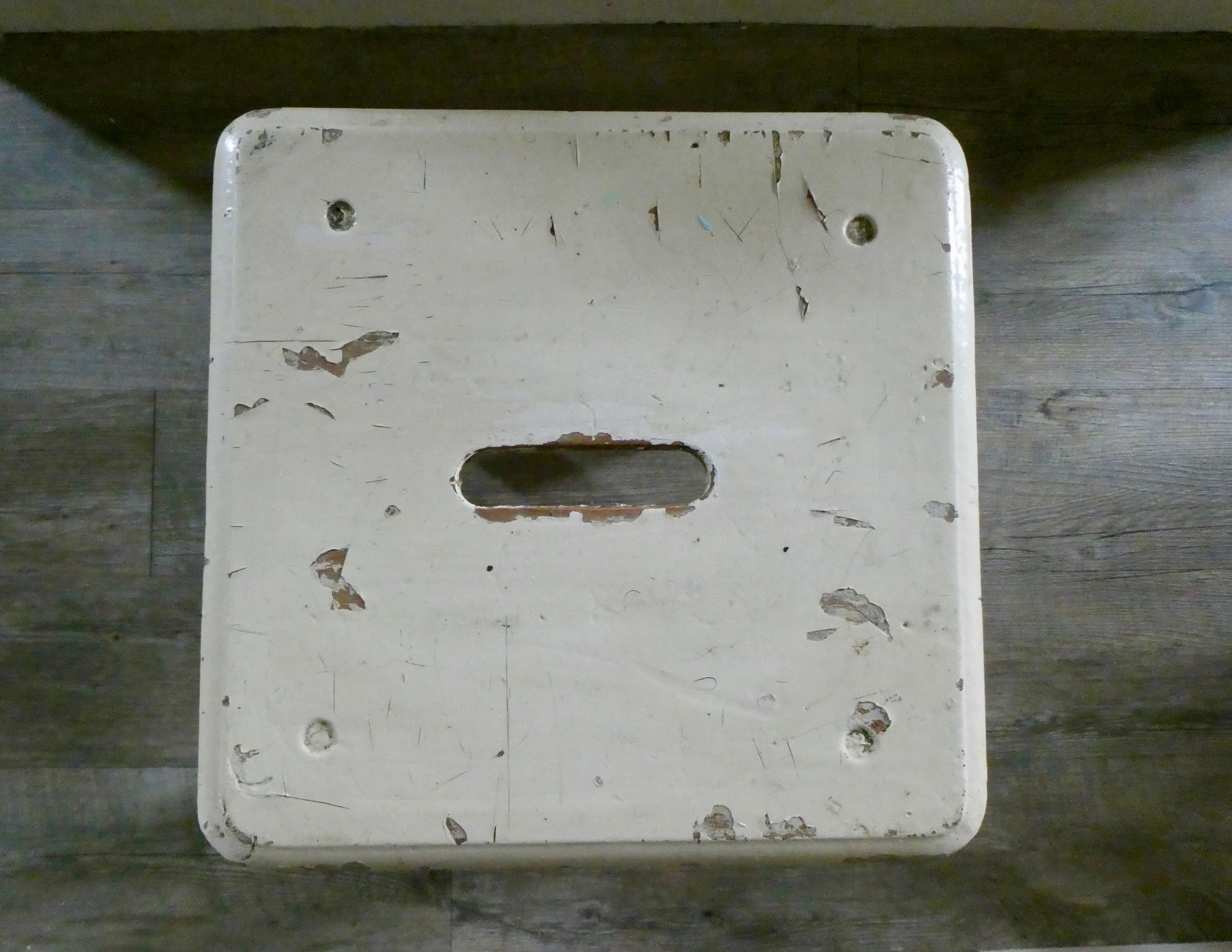 Original patina wooden handle stool