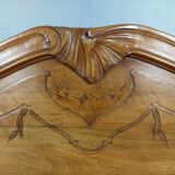 Louis XV bed in blond walnut around 1880-1900