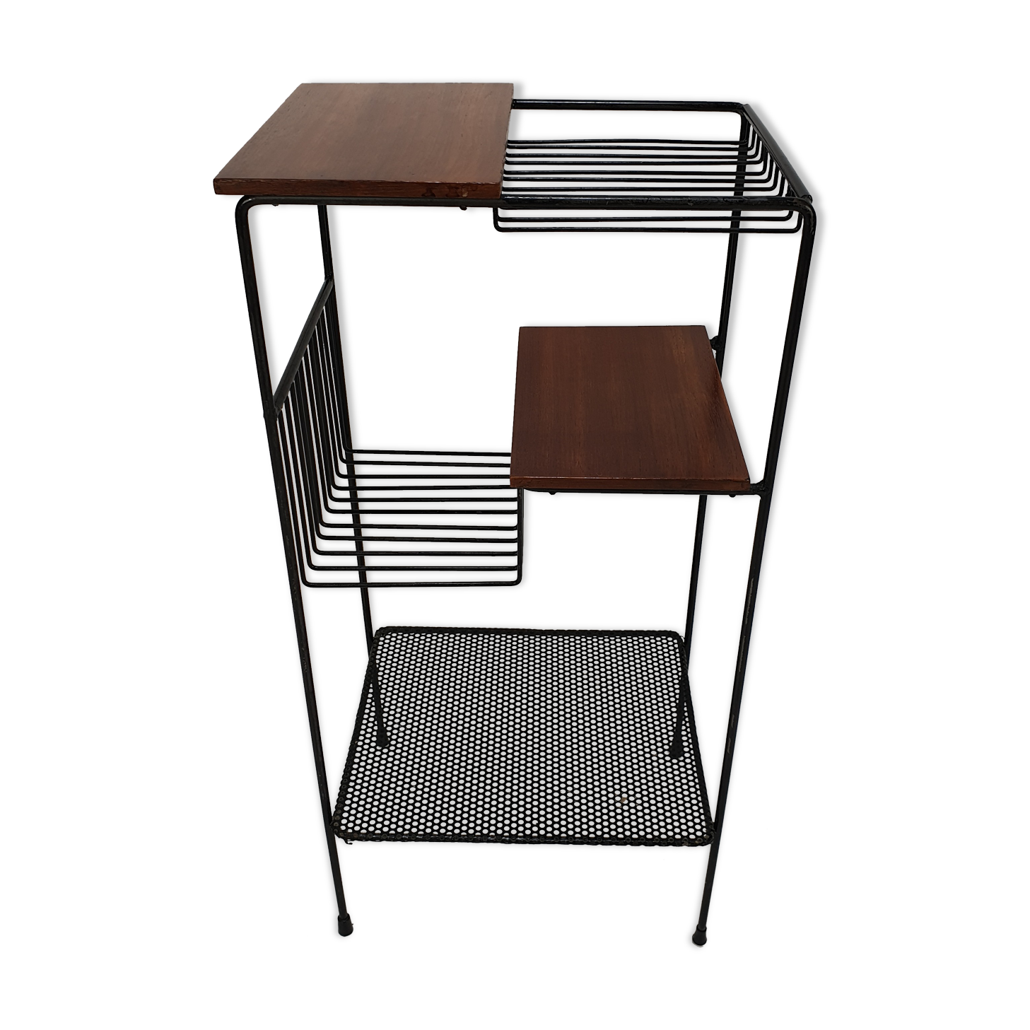 Mid Century Italian Storage Rack with teak and metal, 1950s