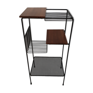 Rack de stockage italien du milieu du siècle avec teck et métal, années 1950