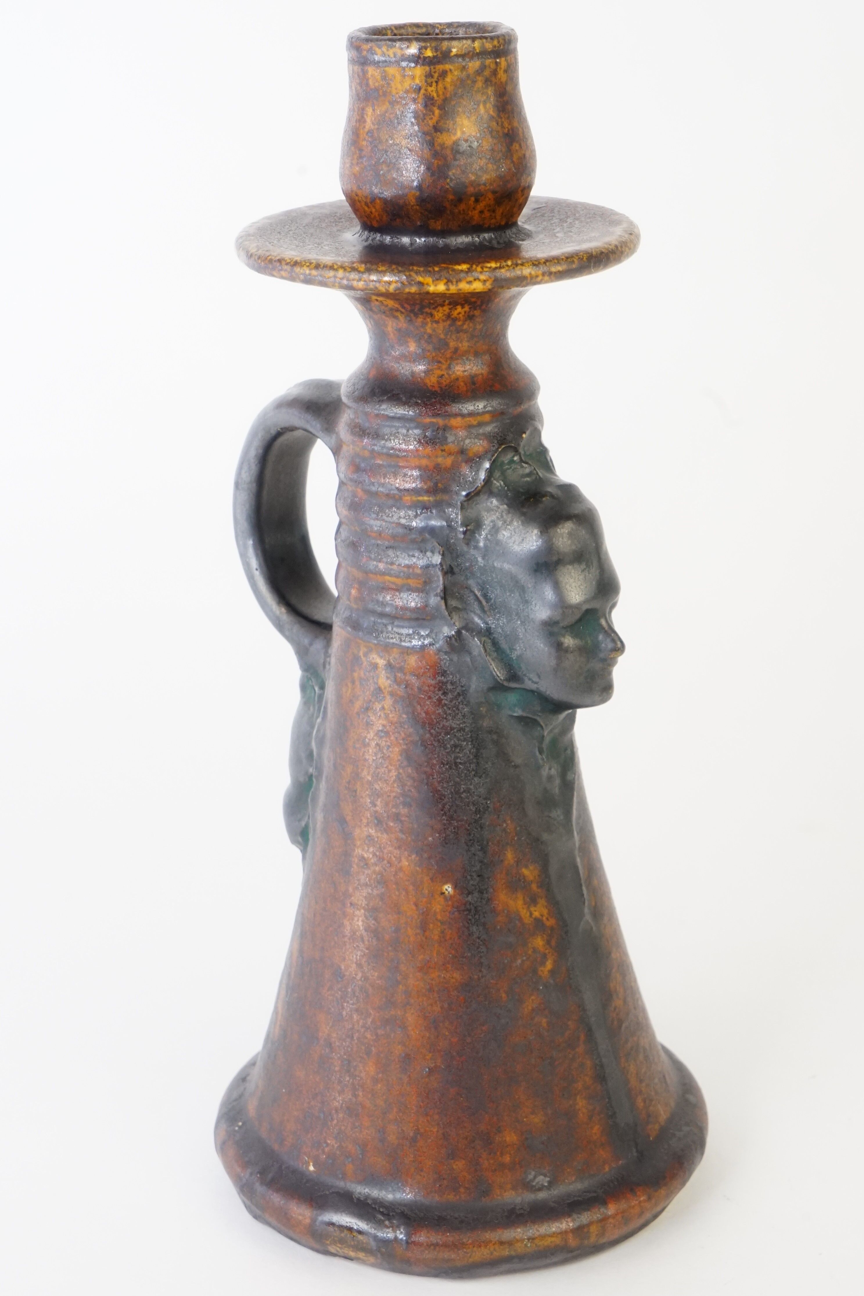 Ceramic sylvain sttublet ( 1890 -1985 ) candlestick or lamp foot in sandstone