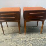 Tables de chevet en teck avec pieds en chêne attribuées à Johannes Andersen, 1964, lot de 2