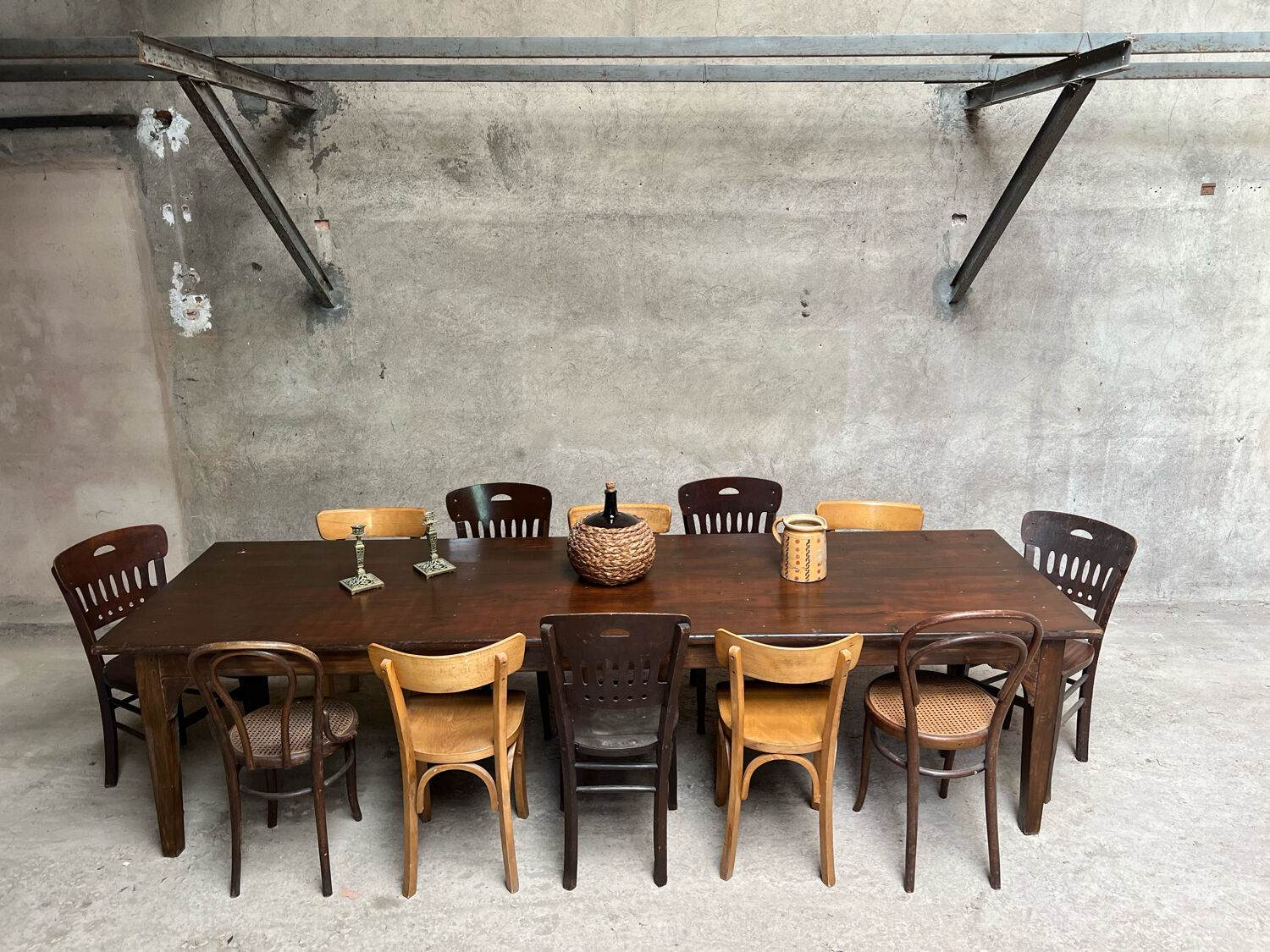 Old 3m fir farm table late 19th early 20th