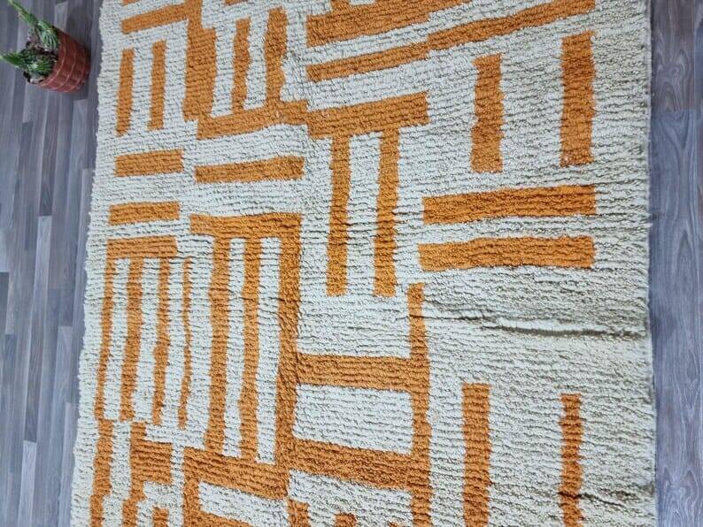 Handmade Berber rug Azilal orange size 150 x 250 cm