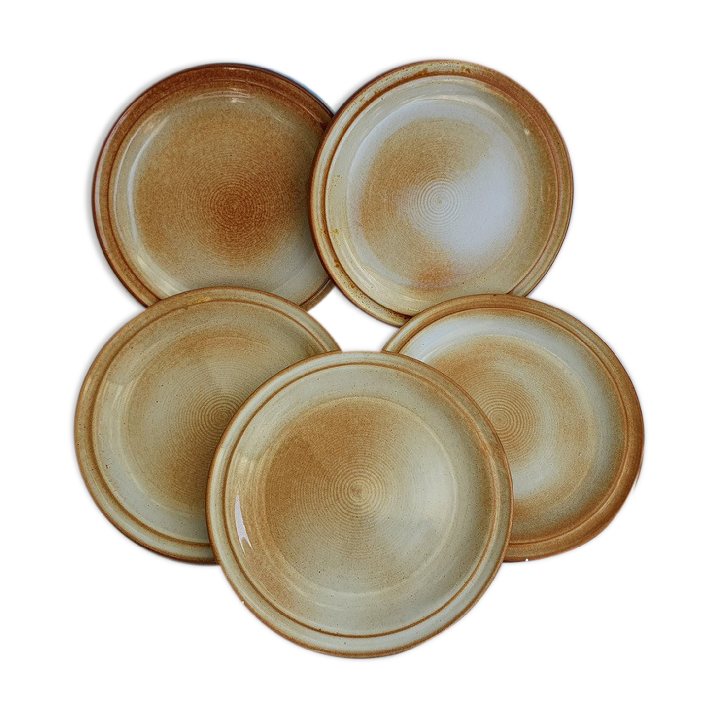 5 dessert plates in flamed sandstone