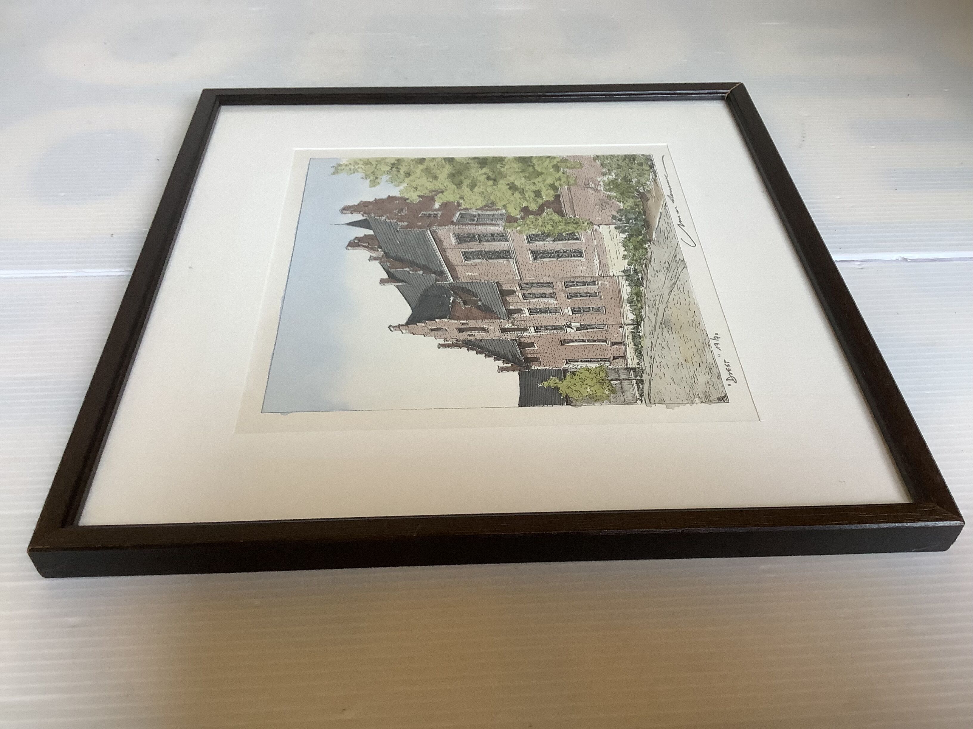 Tableau lithographie maisons typiques signée et numérotée