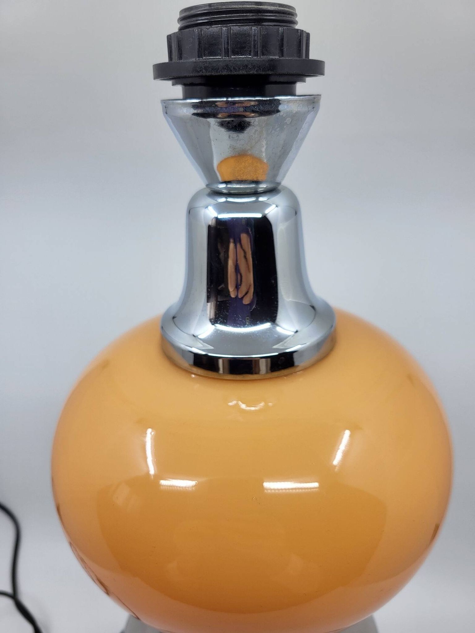 Diderot Delmas lamp in orange opaline with chrome base France 1970 Vintage