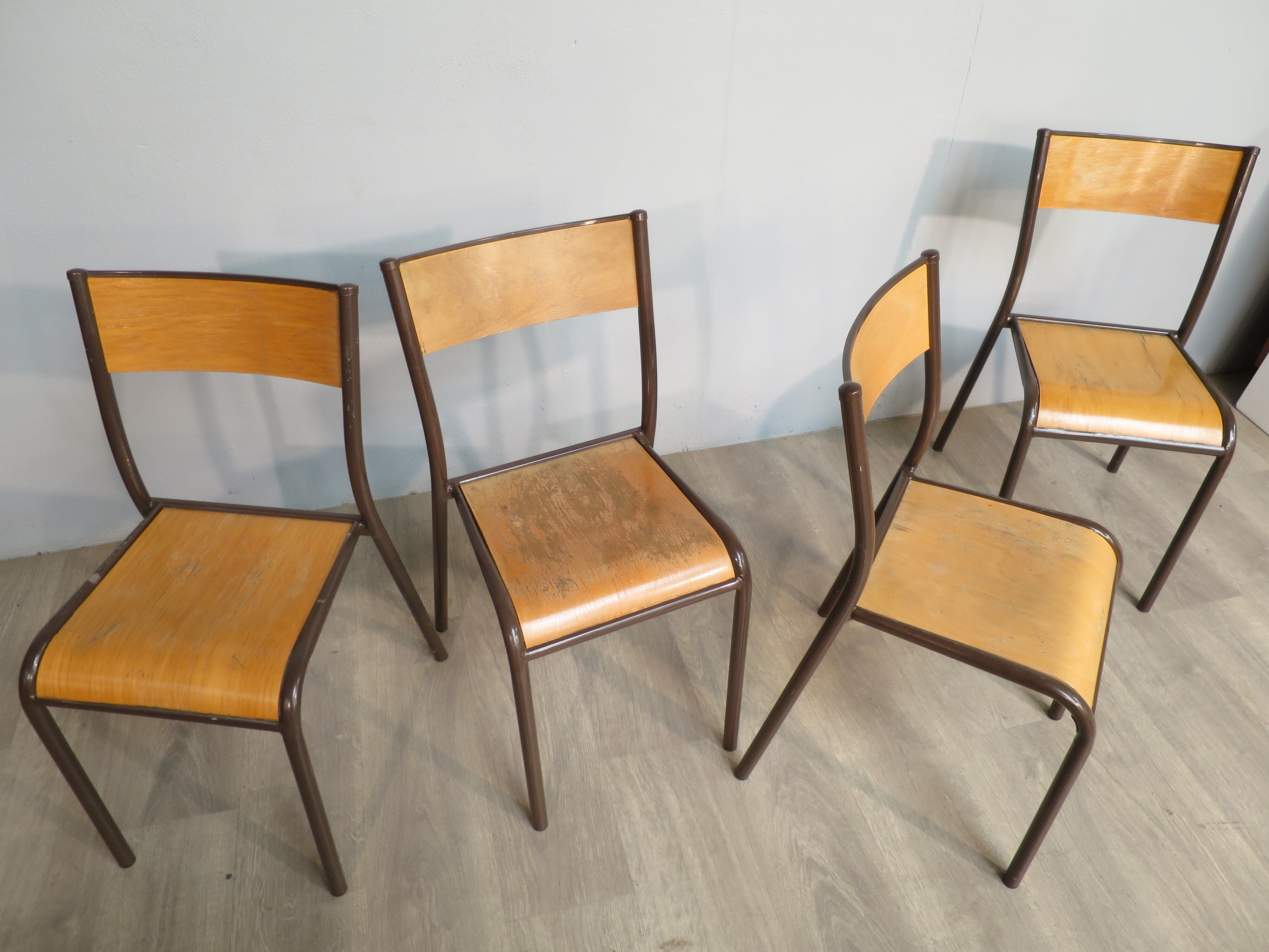4 vintage Mullca school chairs