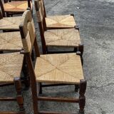 Set of 6 chairs and 2 armchairs, Brutalist style, 1950s
