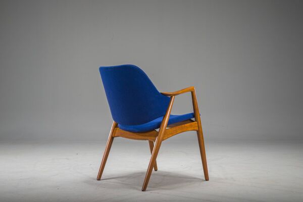 Fauteuil en bleu et teck par Alf Svensson pour Dux, années 1960