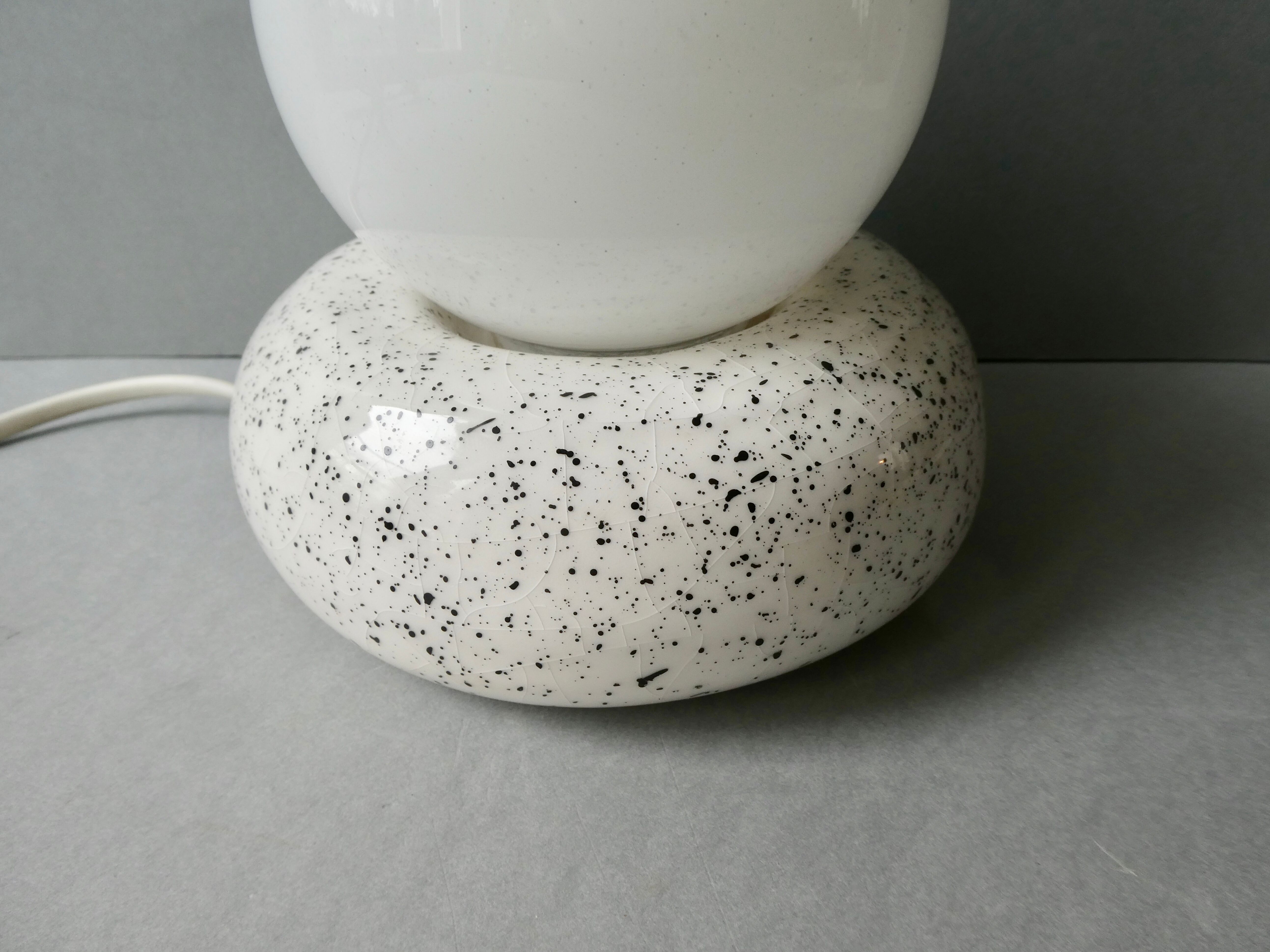 Speckled ceramic pebble lamp, 80s