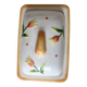Vintage butter dish in earthenware and slip with tulip motif
