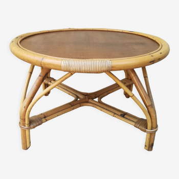 Rattan and bamboo coffee table