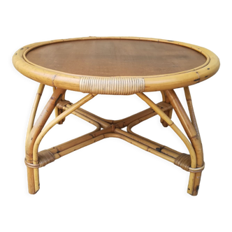 Rattan and bamboo coffee table