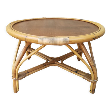 Rattan and bamboo coffee table