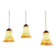 Set of 3 Art Deco marbled opaline pendant lights, 1920s-30s